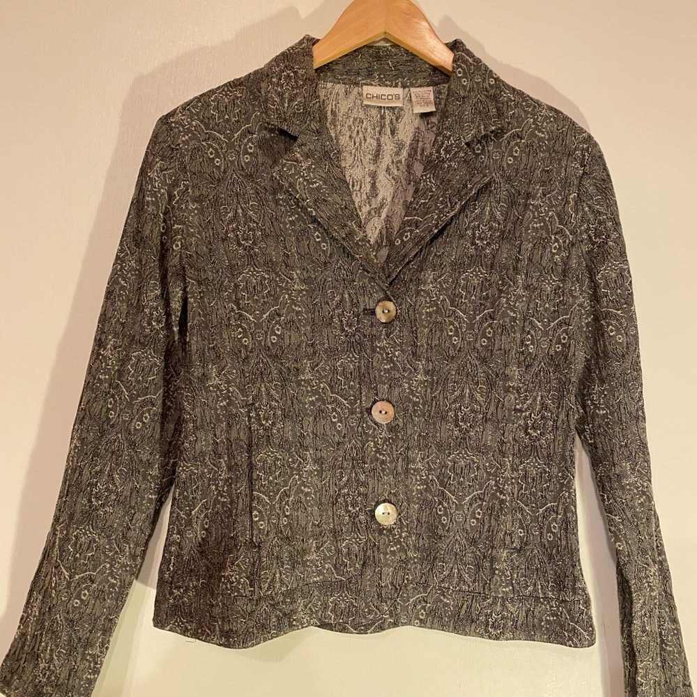 Chico’s Gorgeous Three Button Blazer-Patterned - Picture 1 of 6